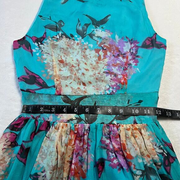 Women's Sleeveless Crewneck Floral Print Fit and Flare Mini Dress Size XS Boho - Picture 8 of 9